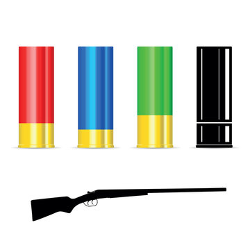 shotgun shell with silhouette of the gun