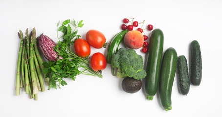 Fototapeta na wymiar Healthy food, inclufing fruits, vegetables and herbs