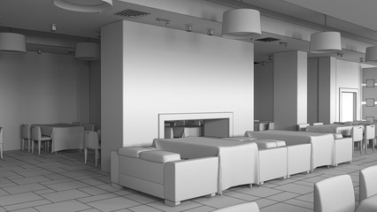 restaurant, interior visualization, 3D illustration