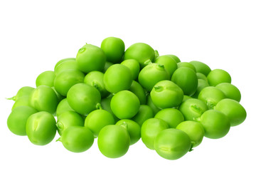 fresh green peas isolated on a white background