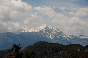 Fototapeta na wymiar Far view to Takhtalydag mountain in Turkey