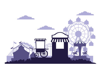 Naklejka premium Circus festival fair scenery blue and white colors