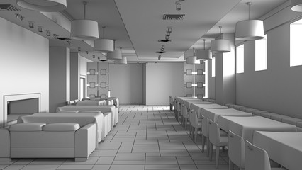 restaurant, interior visualization, 3D illustration