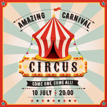 Vintage carnival banner. Circus tent.