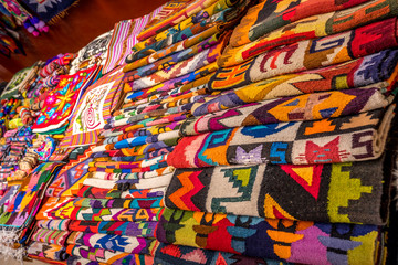 Peruvian traditional colurful handicraft textile