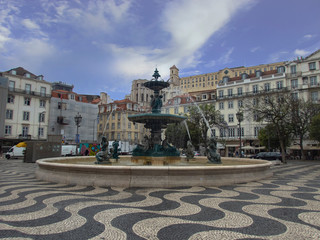 Naklejka premium The Rossio Square in the heart of Lisbon, Portugal