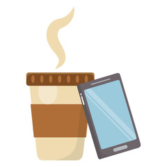 Isolated coffee mug and smartphone design