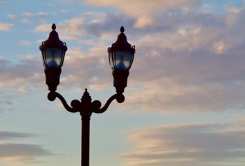 Fototapeta na wymiar Dual Antique Street Lamps