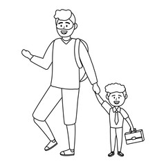 Boy kid of school with father design vector illustrator
