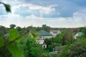 Fototapeta na wymiar garden houses Cottage and garden plot