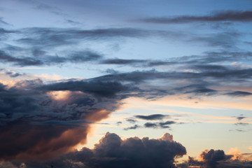 colorful sunset with beautiful clouds in evening