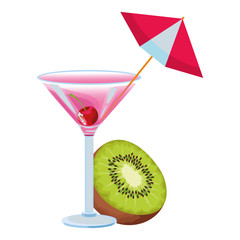 Tropical fruit cocktail icon cartoon