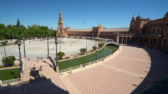 The famous Plaza de Espana in Seville on a sunny summer morning, Andalusia, Spain.
