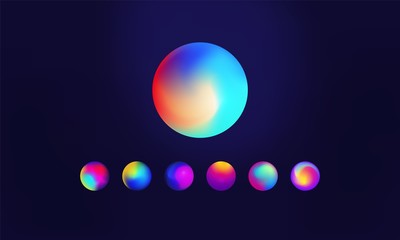 Various multicoloured gradients sphere with vibrant color palettes and irregular shapes with blur and distortion effects. Vector eps10.