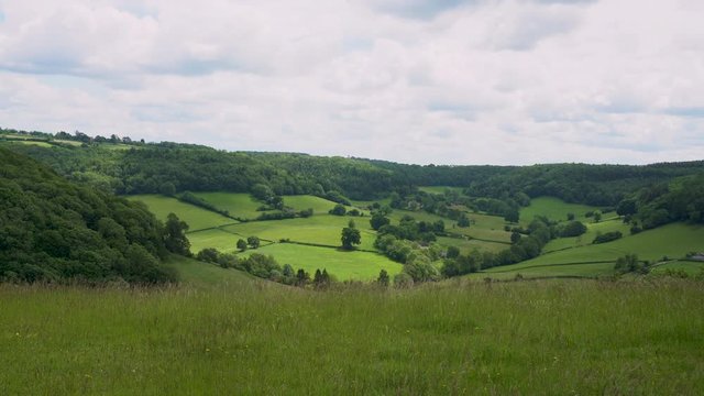 View from Breakheart Hill across Waterley Bottom near Dursley, The Cotswolds,