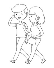 Couple of woman and man cartoon design