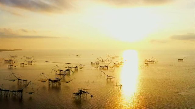 Thale Noi Lake Traditional Local Fishing Trap also Known as Yor Building at Pakpra Phatthalung Thailand 