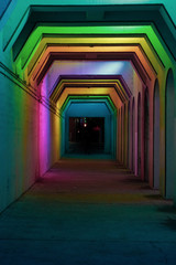 Birmingham, AL color tunnel at night  - obrazy, fototapety, plakaty