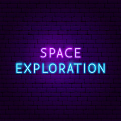 Fototapeta na wymiar Space Exploration Text Neon Label