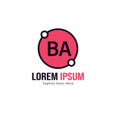 BA Letter Logo Design. Creative Modern BA Letters Icon Illustration