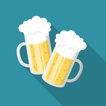 Bier Gläser anstossen Oktoberfest Icon Flat Design Symbol
