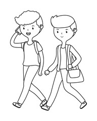 Men cartoon walking design vector illustrator