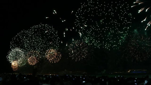 Fireworks over New Year's Eve at Copacabana beach in Rio de Janeiro