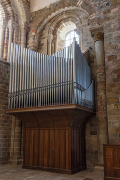 Organ in wood and metal in the abbey of Mont Saint-Michel
