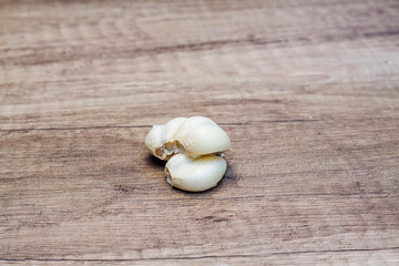 garlic on wooden board