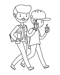 Men cartoon walking design vector illustrator