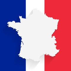 France map on flag background, vector