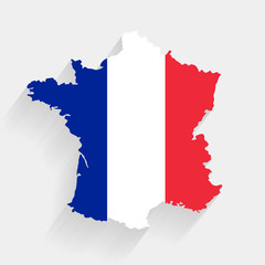 France flag map on gray background, vector