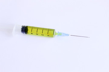 Medical concept. Vaccine syringe