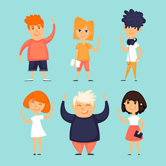 Set kids characters. Flat design vector illustration.