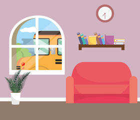 School bus outside home design