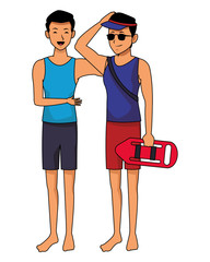 Fototapeta premium Friends enjoying summer cartoon