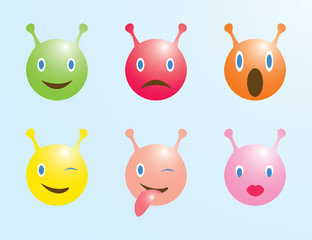 Set of emoticons with little devils.