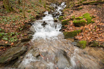 Wildwasserbach im herbstlichen Wald