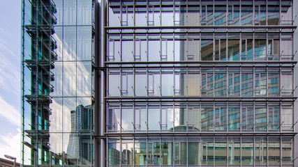 Glass front of high rise building in Frankfurt