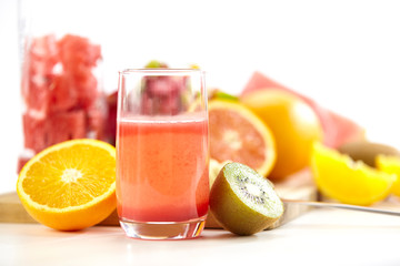glass of juice made from fresh fruits