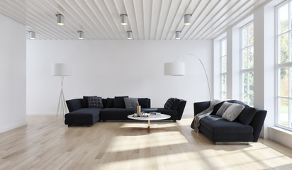 large luxury modern bright interiors room illustration 3D rendering