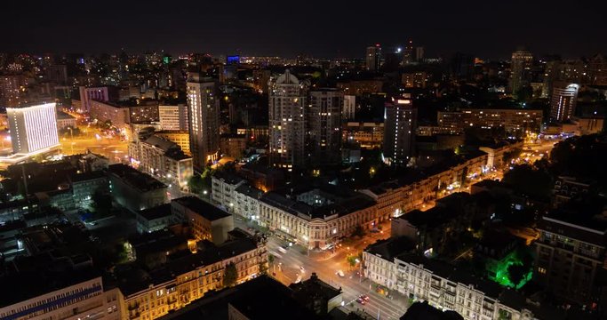 Timelapse of Night City Traffic. Kiev, Ukraine.