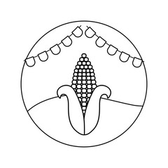 fresh cob with garlands in frame circular