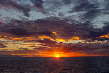 Sunset at sea (Mediterranean, Greece).
