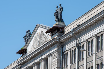 Part of the facade of the building, the city of Minsk,the Windows and balconies,