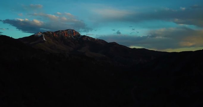 Dramatic Utah Mountain Peak at Sunset Aerial Drone