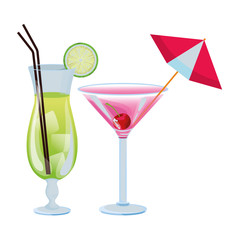 Tropical fruit cocktail icon cartoon