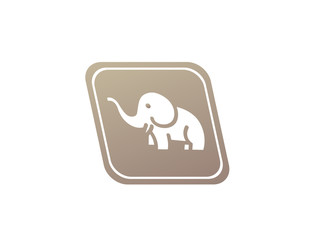 Cute elephant with Hose up and horns logo design in the shape