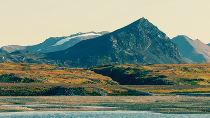Landscape with mountains and lake