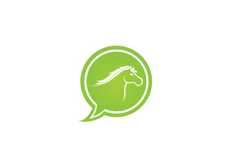 Horse head symbol in chat icon for logo design illustration